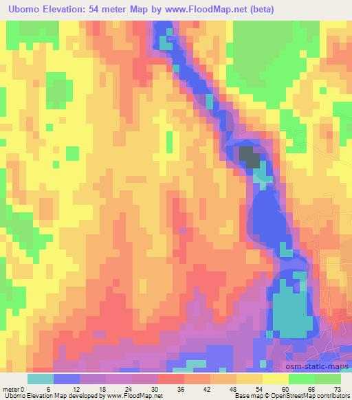 Ubomo,Mozambique Elevation Map