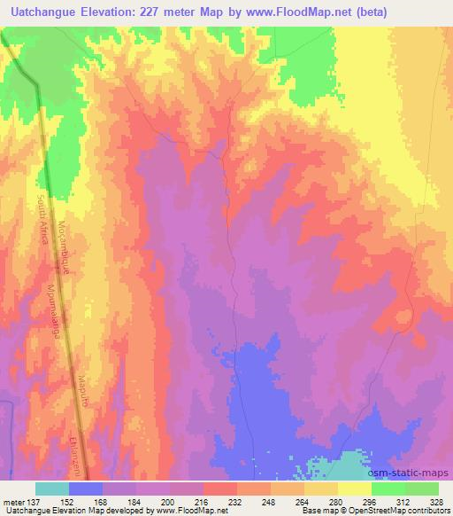 Uatchangue,Mozambique Elevation Map