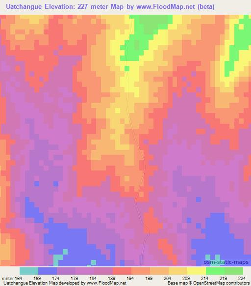 Uatchangue,Mozambique Elevation Map