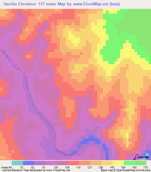 Uarriba,Mozambique Elevation Map