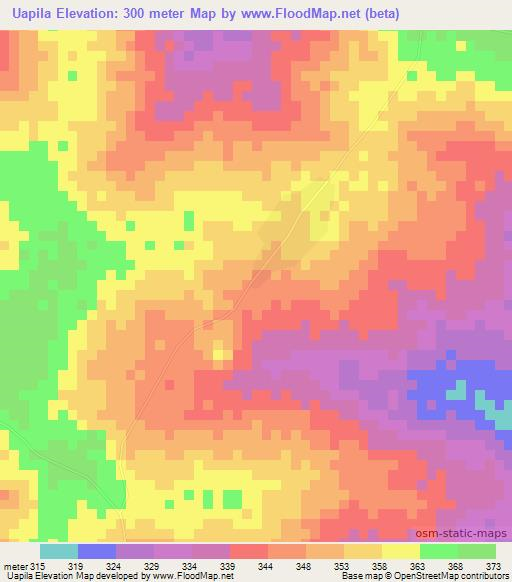 Uapila,Mozambique Elevation Map