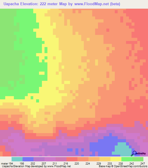 Uapacha,Mozambique Elevation Map