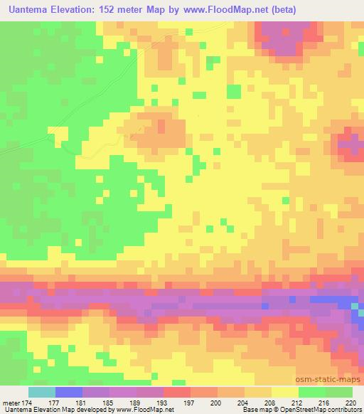 Uantema,Mozambique Elevation Map