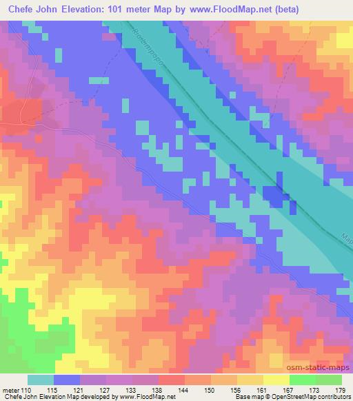 Chefe John,Mozambique Elevation Map