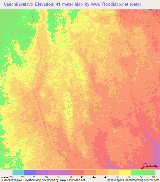 Uanchilavalavo,Mozambique Elevation Map