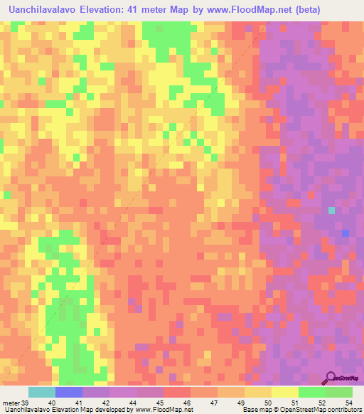 Uanchilavalavo,Mozambique Elevation Map