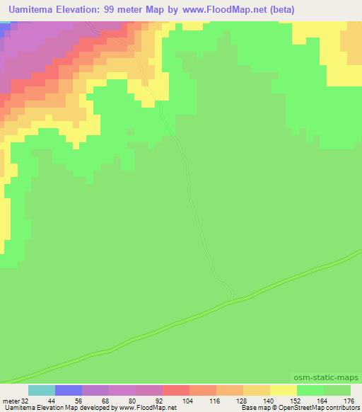 Uamitema,Mozambique Elevation Map