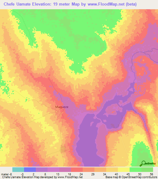 Chefe Uamate,Mozambique Elevation Map