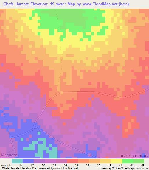 Chefe Uamate,Mozambique Elevation Map