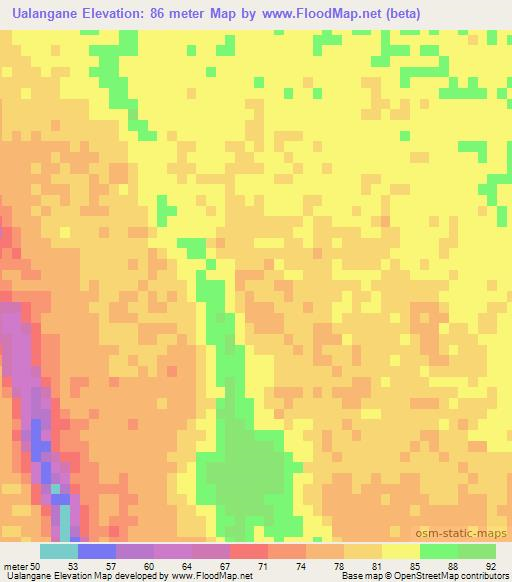 Ualangane,Mozambique Elevation Map