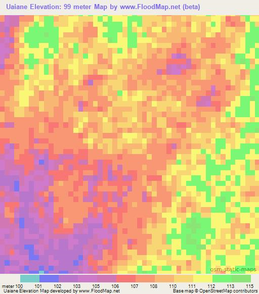 Uaiane,Mozambique Elevation Map