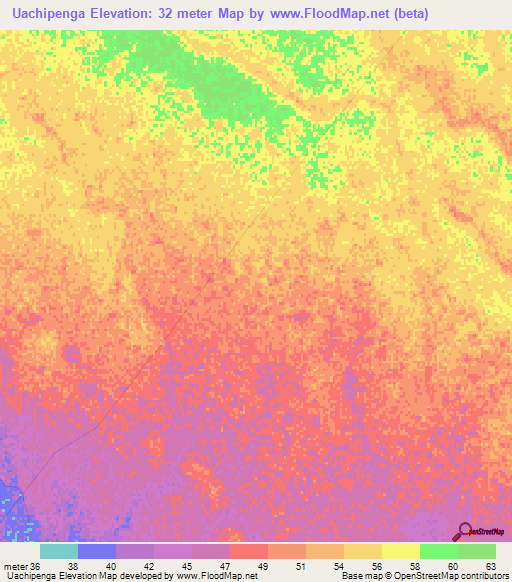 Uachipenga,Mozambique Elevation Map