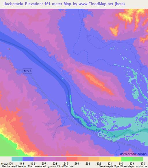 Uachamela,Mozambique Elevation Map