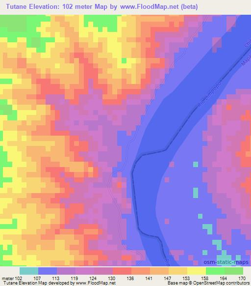 Tutane,Mozambique Elevation Map