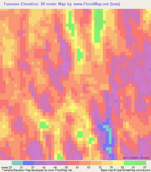 Tuenane,Mozambique Elevation Map