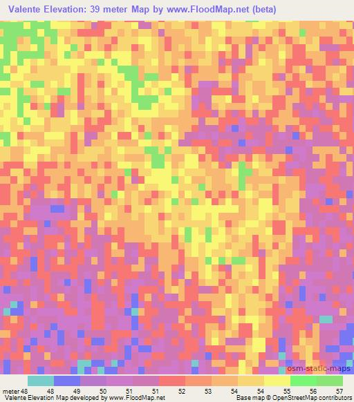 Valente,Mozambique Elevation Map