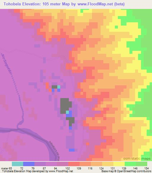 Tohobela,Mozambique Elevation Map