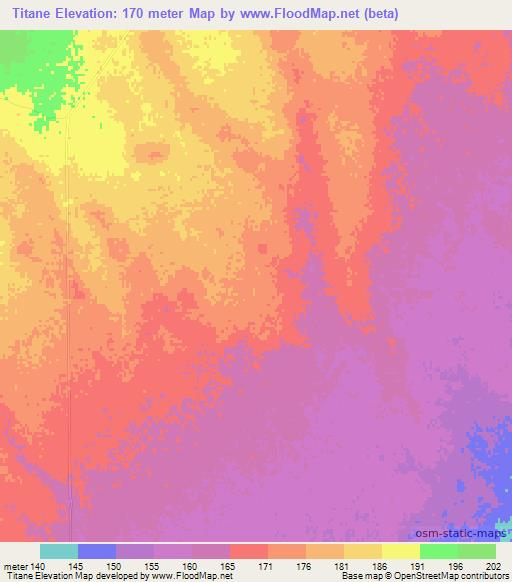 Titane,Mozambique Elevation Map