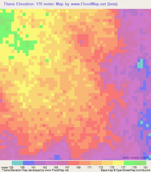 Titane,Mozambique Elevation Map