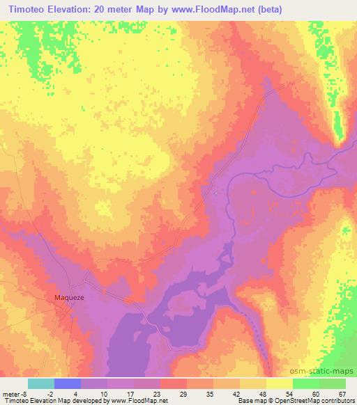 Timoteo,Mozambique Elevation Map