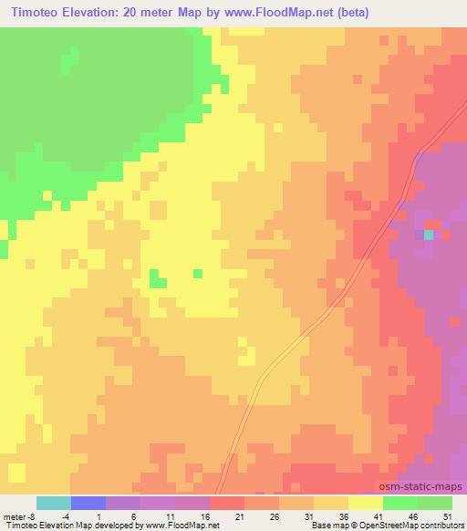 Timoteo,Mozambique Elevation Map