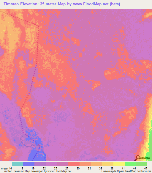 Timoteo,Mozambique Elevation Map