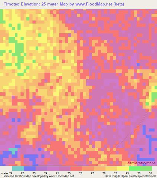 Timoteo,Mozambique Elevation Map