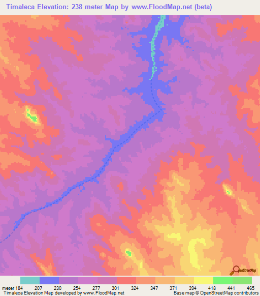 Timaleca,Mozambique Elevation Map