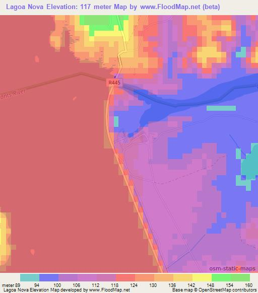 Lagoa Nova,Mozambique Elevation Map