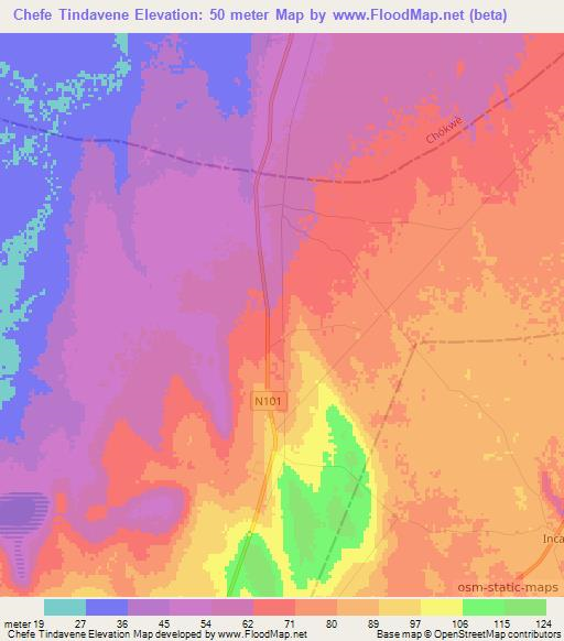 Chefe Tindavene,Mozambique Elevation Map