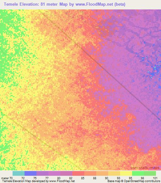 Temele,Mozambique Elevation Map