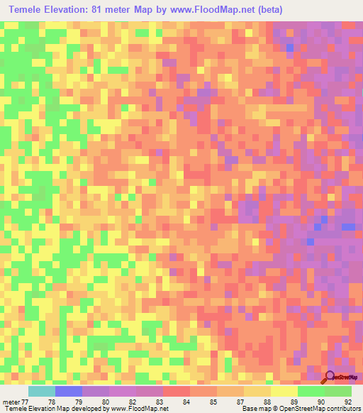 Temele,Mozambique Elevation Map