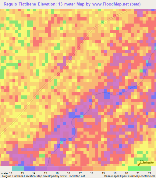 Regulo Tlatlhene,Mozambique Elevation Map