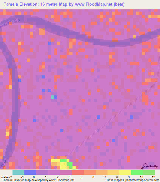 Tamela,Mozambique Elevation Map