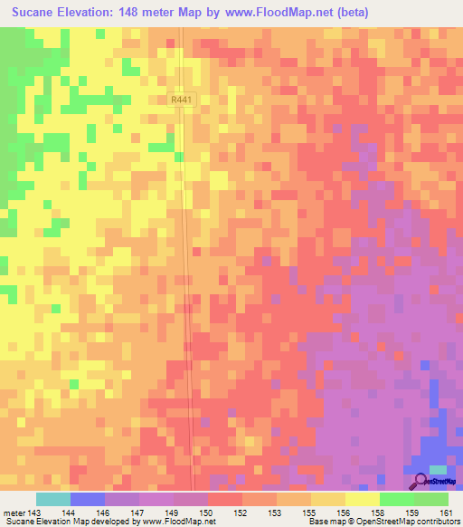 Sucane,Mozambique Elevation Map