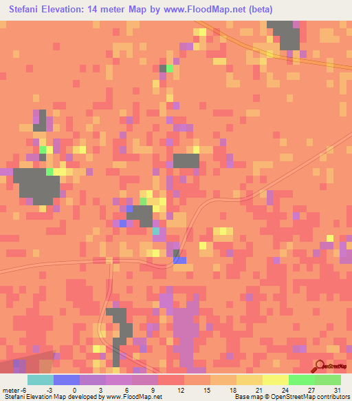 Stefani,Mozambique Elevation Map