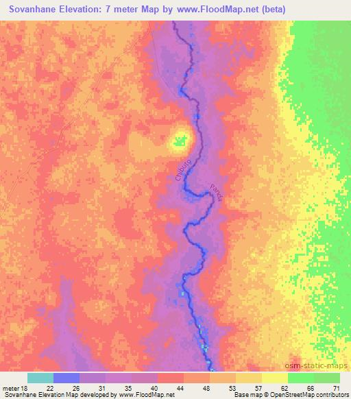 Sovanhane,Mozambique Elevation Map