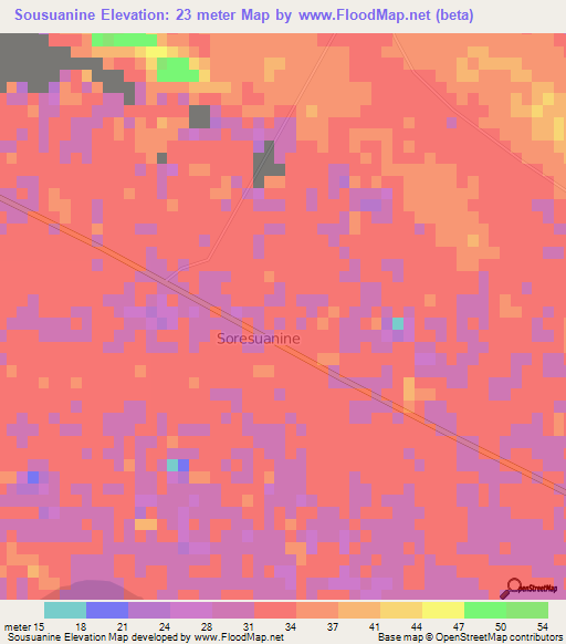 Sousuanine,Mozambique Elevation Map