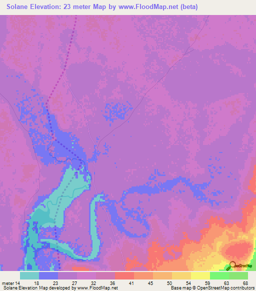 Solane,Mozambique Elevation Map