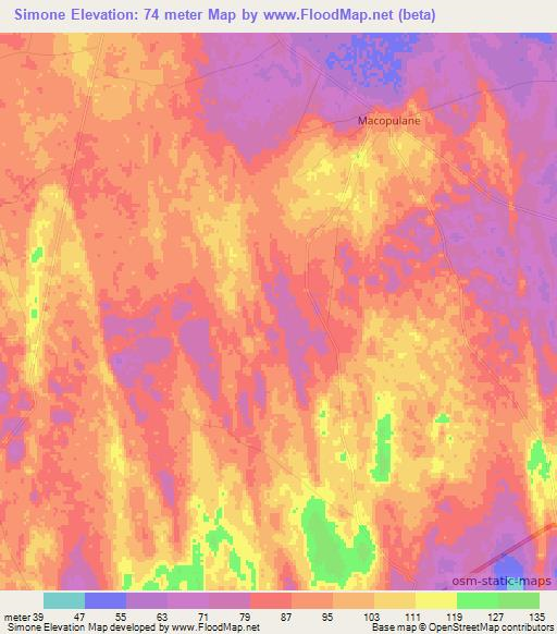 Simone,Mozambique Elevation Map