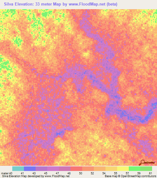 Silva,Mozambique Elevation Map