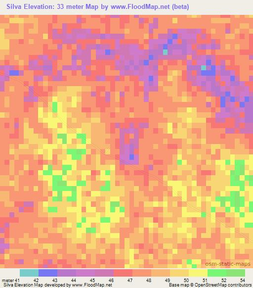 Silva,Mozambique Elevation Map