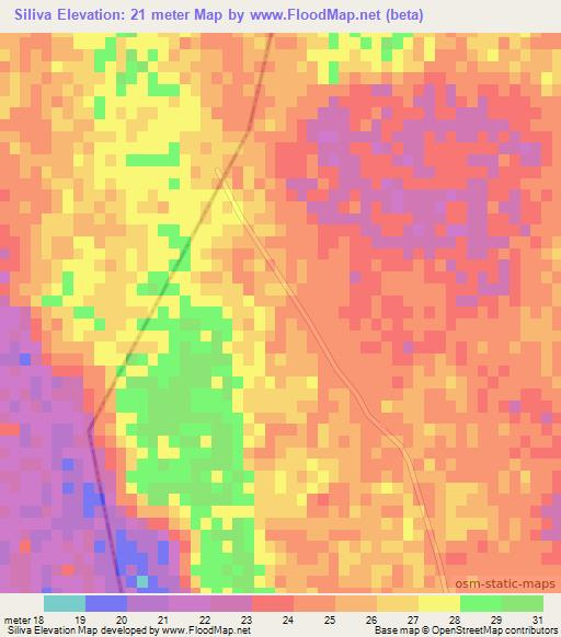 Siliva,Mozambique Elevation Map