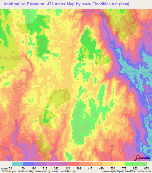 Vohitranjiro,Madagascar Elevation Map