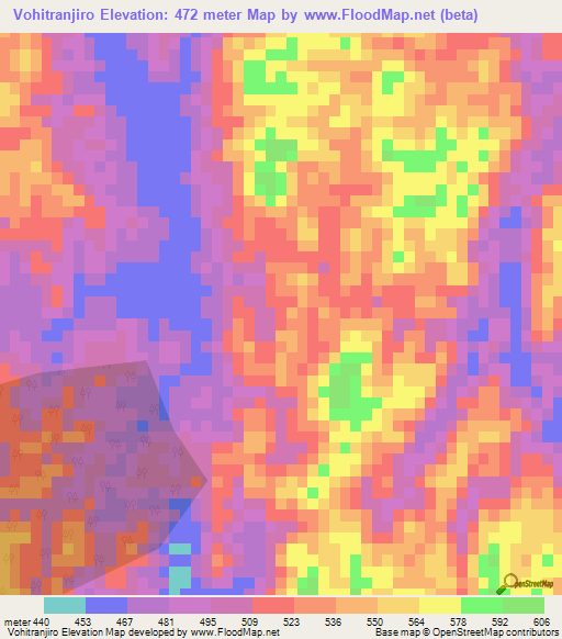 Vohitranjiro,Madagascar Elevation Map