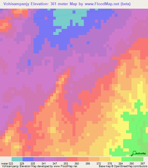 Vohisampanjy,Madagascar Elevation Map