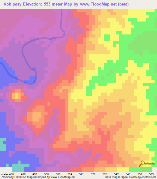 Vohipasy,Madagascar Elevation Map