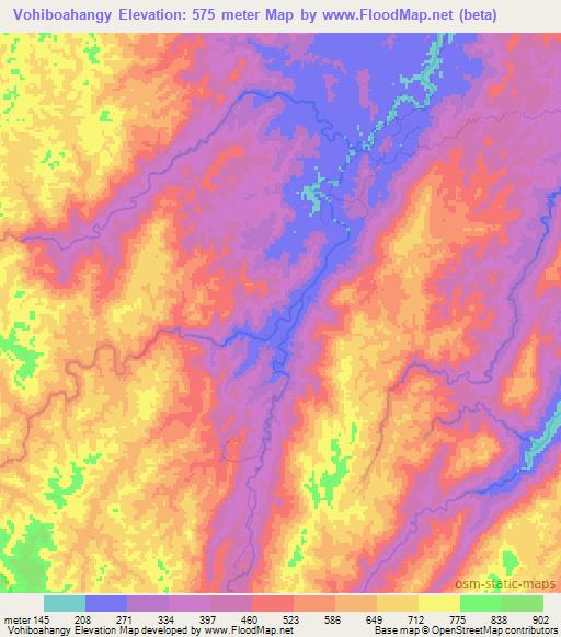 Vohiboahangy,Madagascar Elevation Map