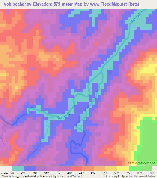 Vohiboahangy,Madagascar Elevation Map