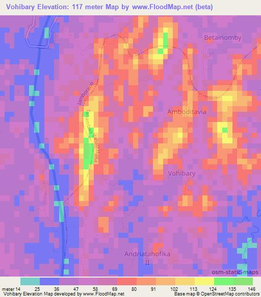Vohibary,Madagascar Elevation Map